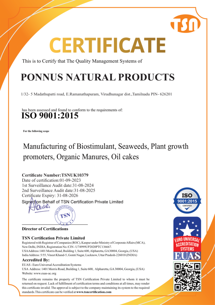 Ponnus Iso Certificate